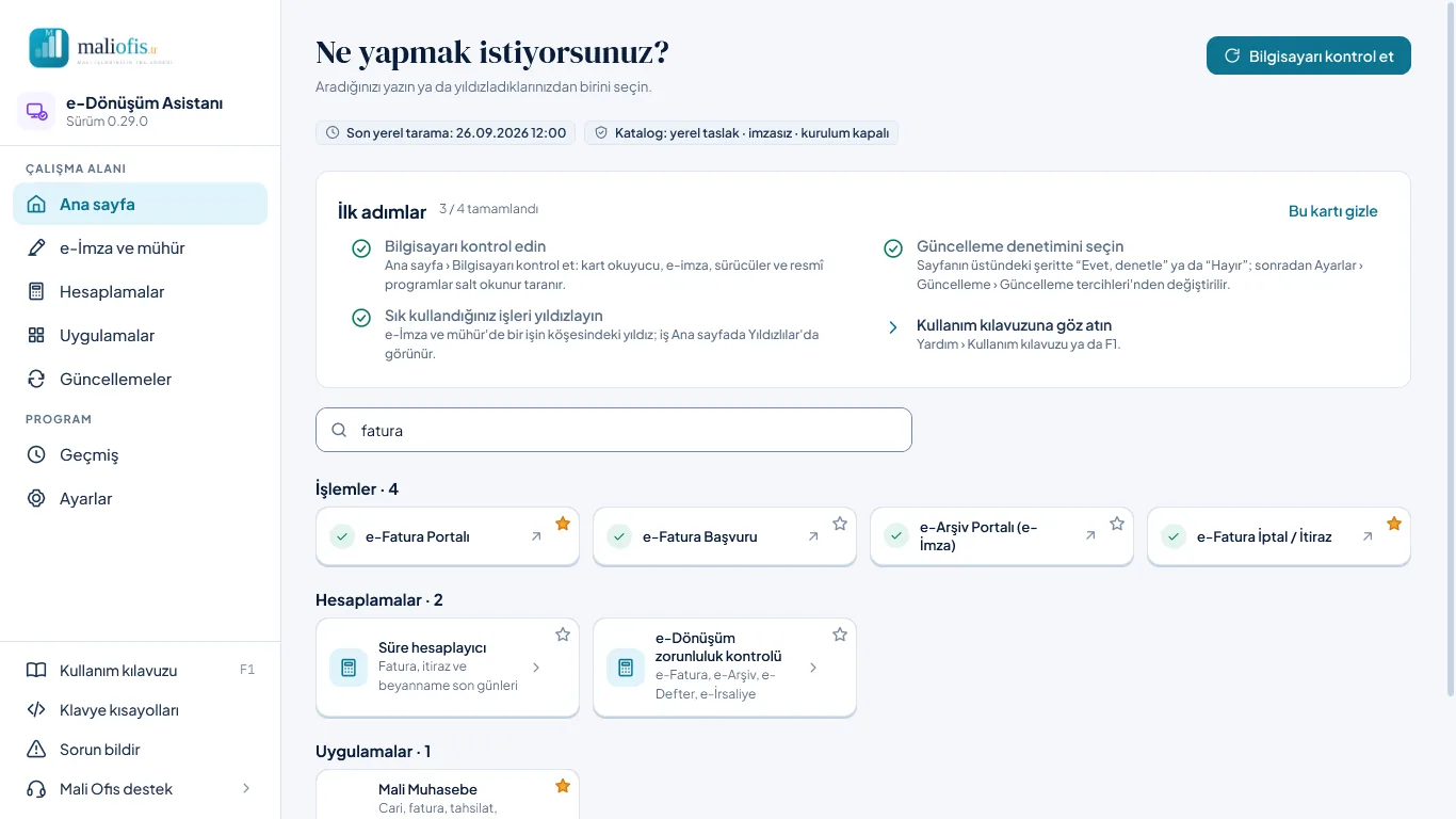 Arama: sonuçlar türüne göre