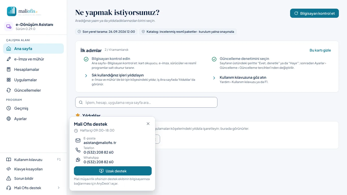 Mali Ofis destek penceresi