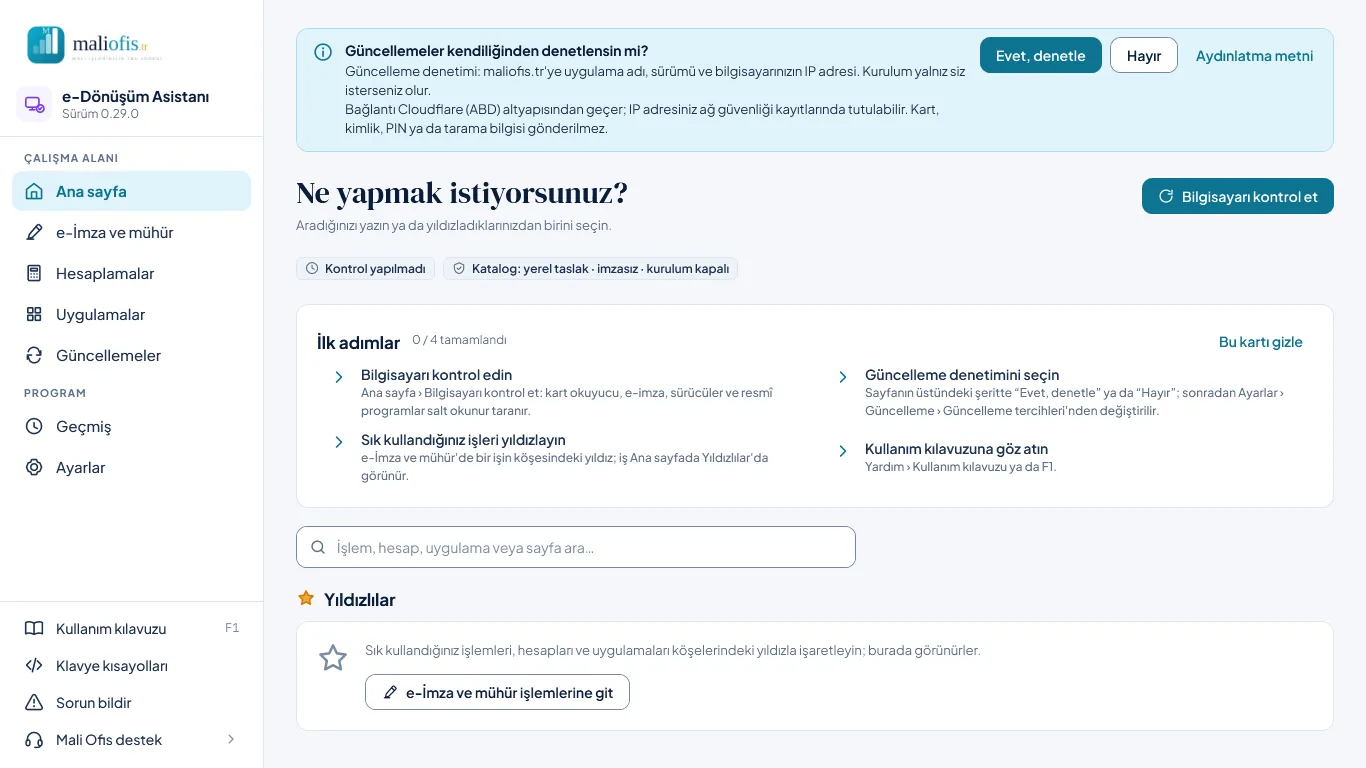 İlk adımlar kartı