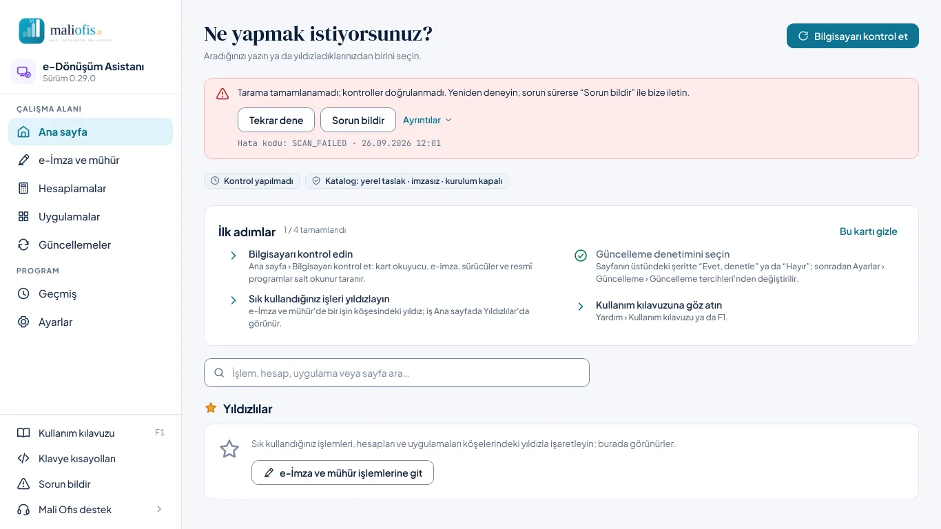 Kontrol hatası: Tekrar dene, Sorun bildir ve Ayrıntılar