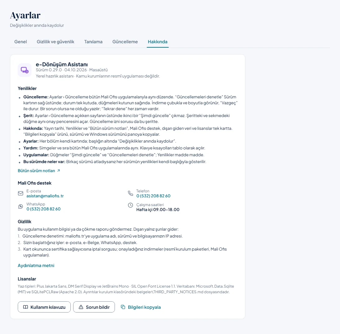 Ayarlar › Hakkında