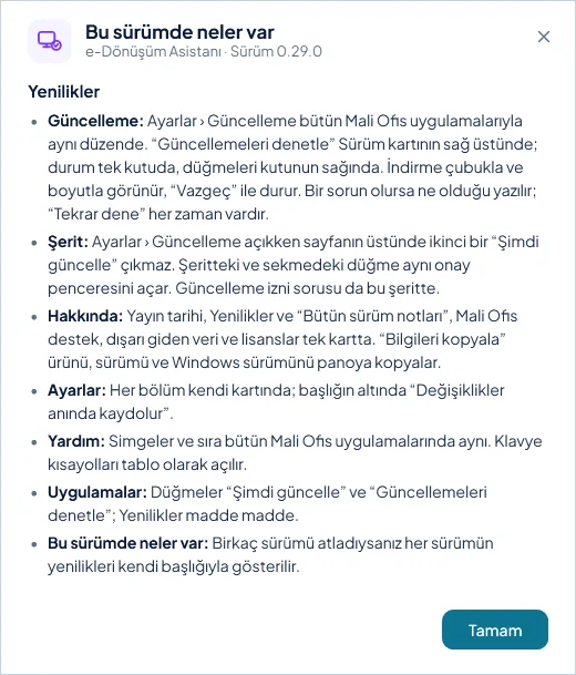 Güncellemeden sonra: Bu sürümde neler var