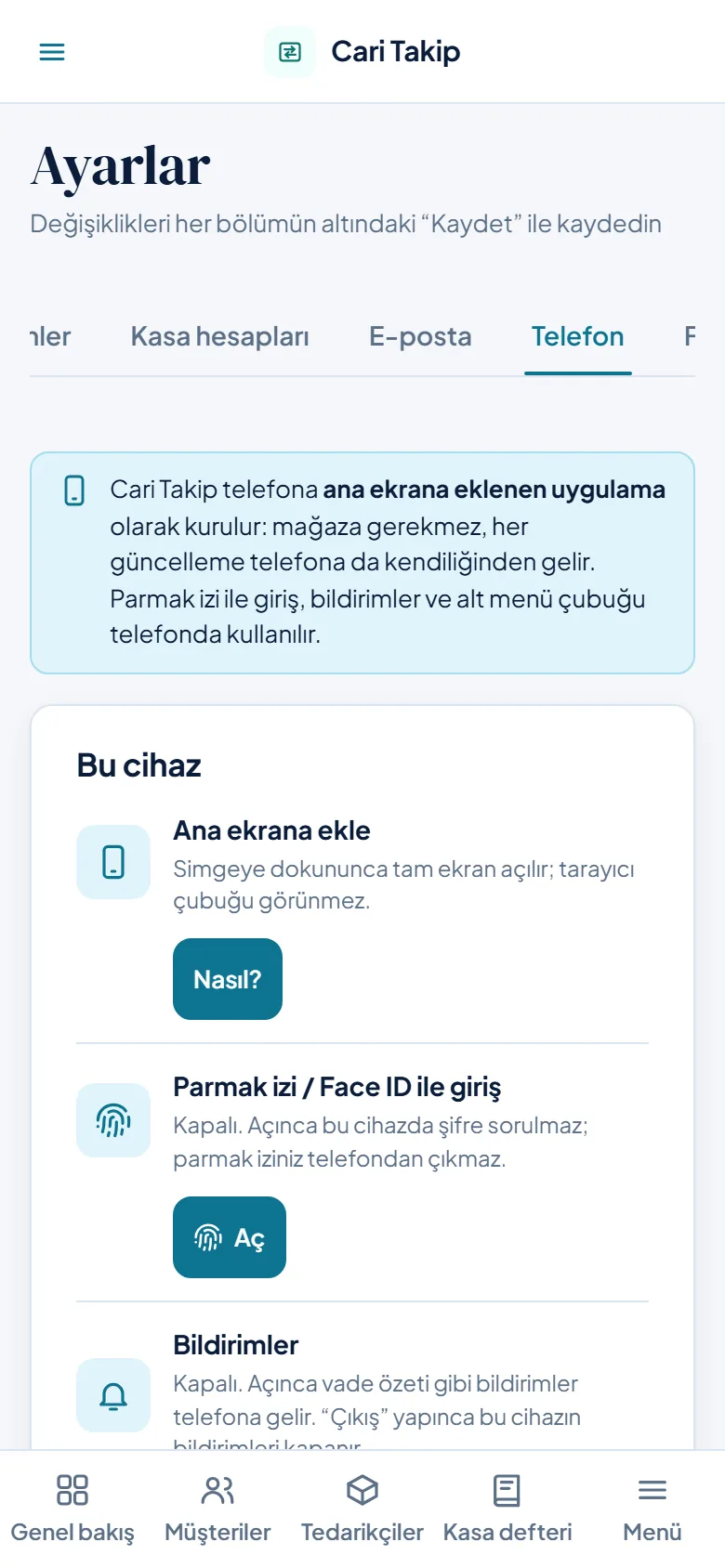 Ayarlar › Telefon (telefonda)