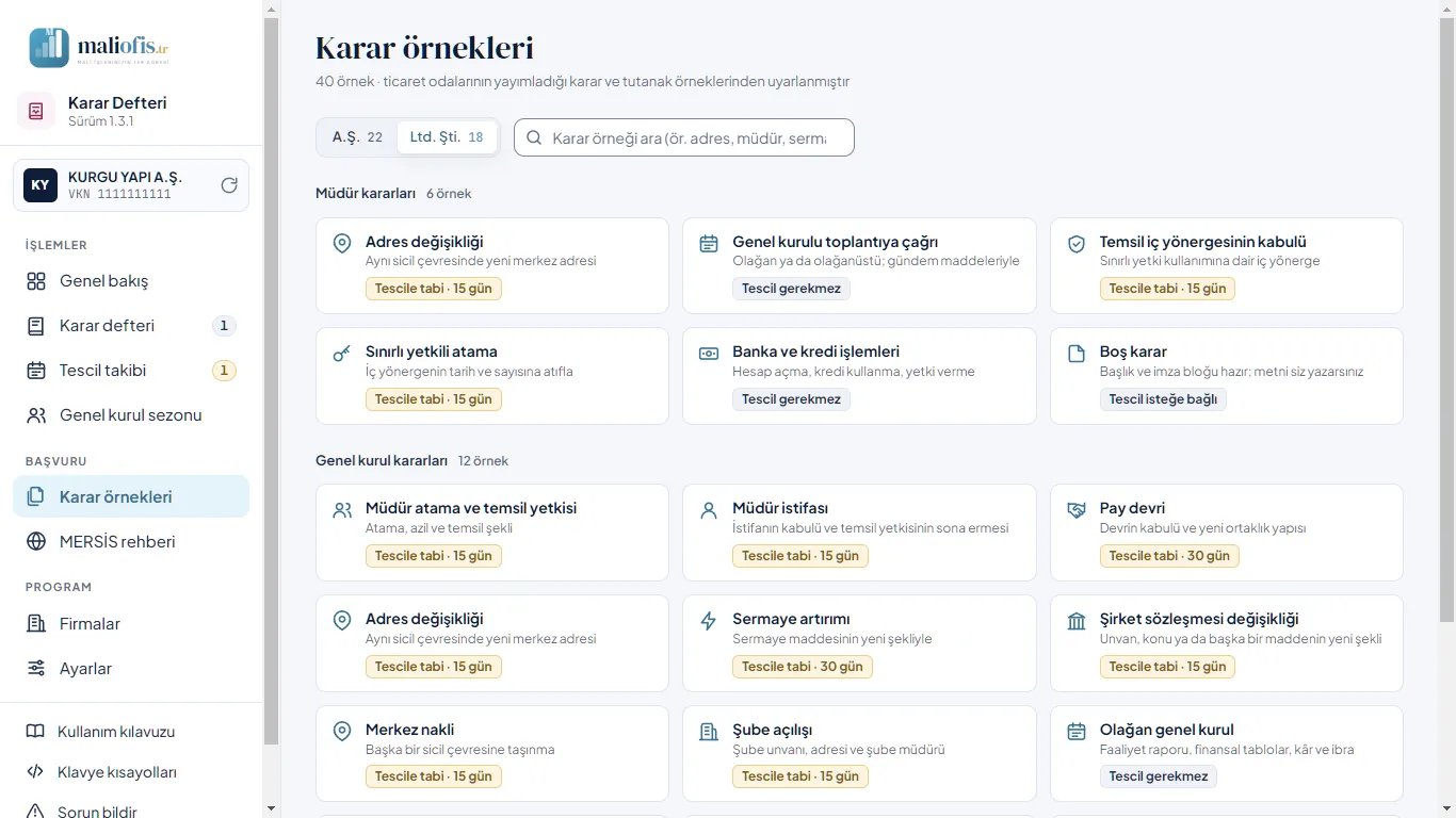 Karar örnekleri: limited şirket örnekleri