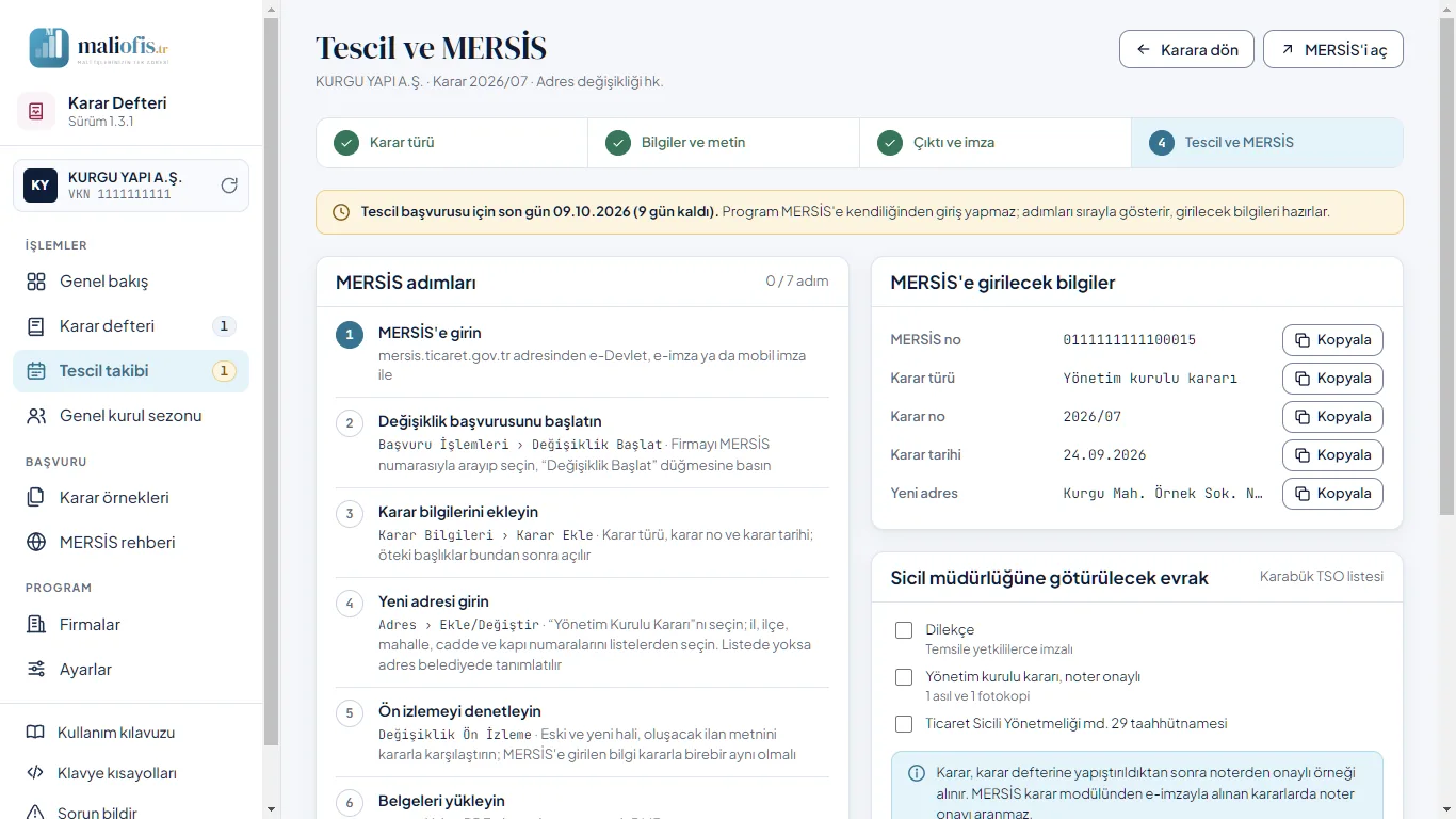 Tescil ve MERSİS: adımlar, girilecek bilgiler, evrak ve tescil bilgileri