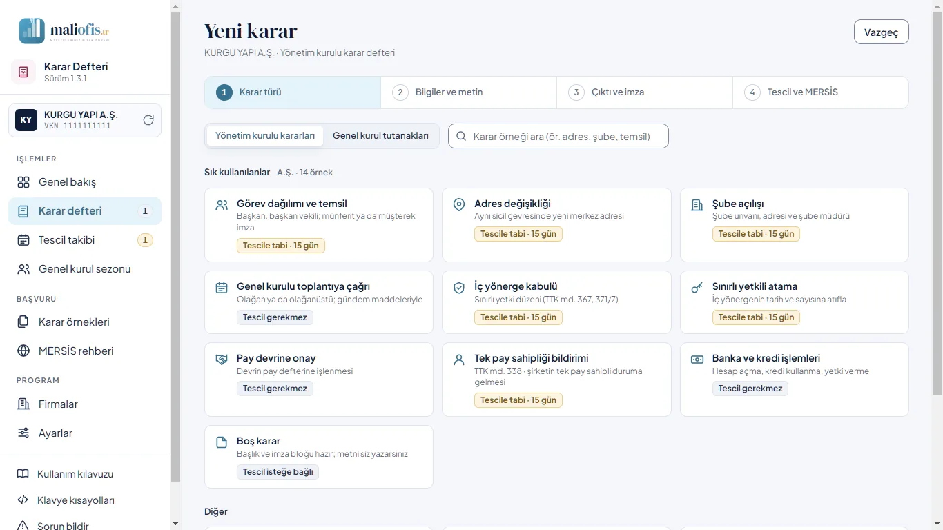 Yeni karar, birinci adım: karar örnekleri