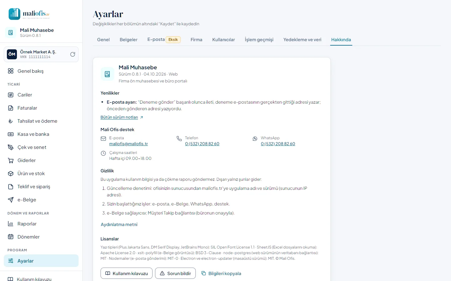 Ayarlar › Hakkında