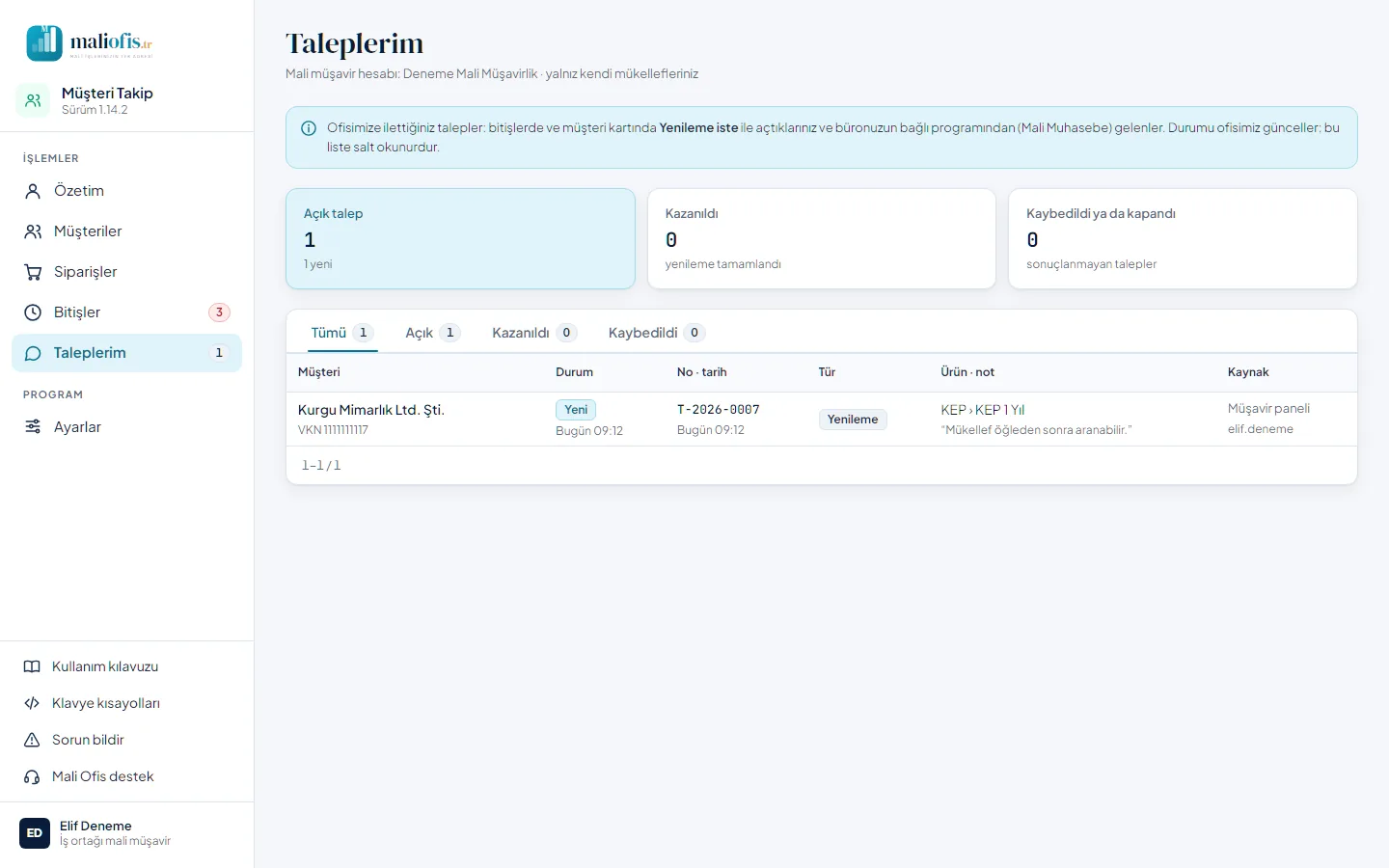 Taleplerim