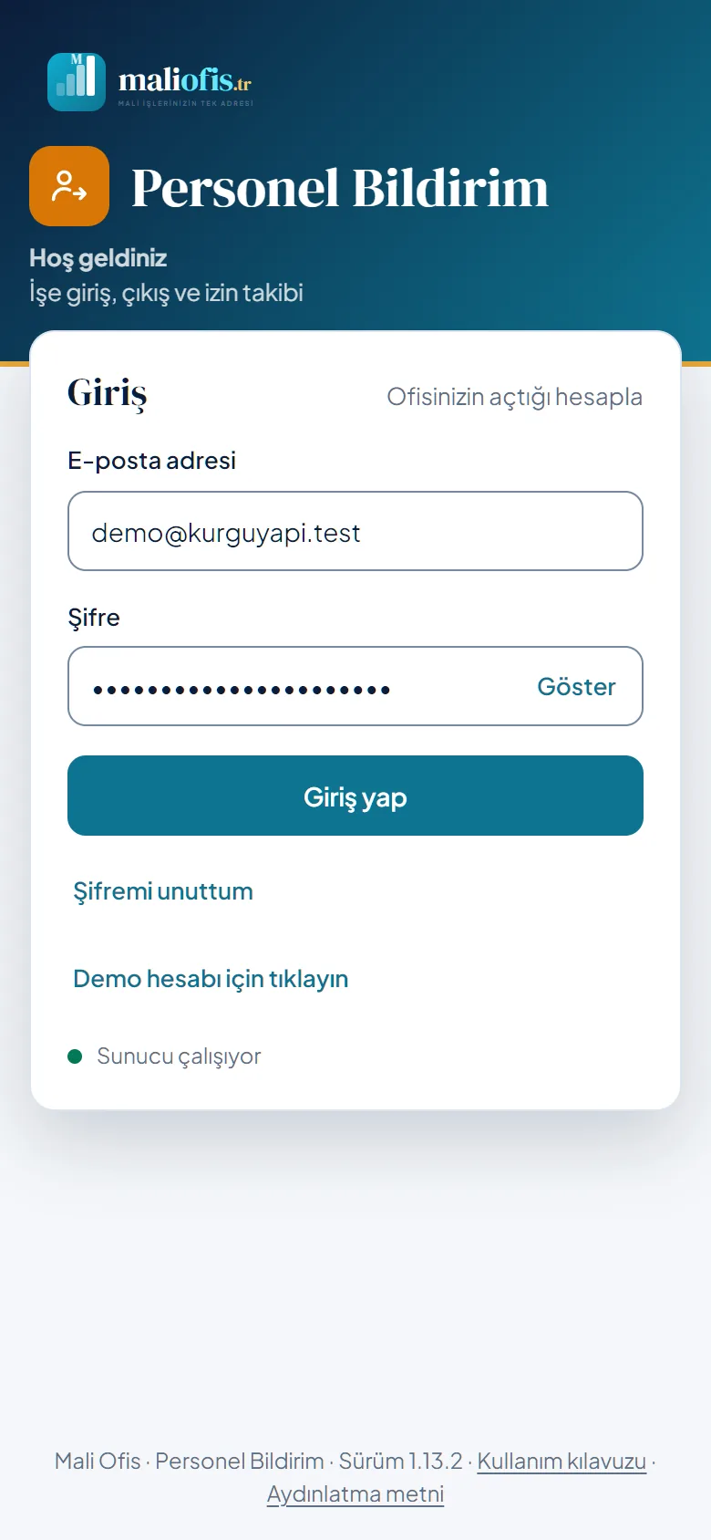 Giriş ekranı telefonda